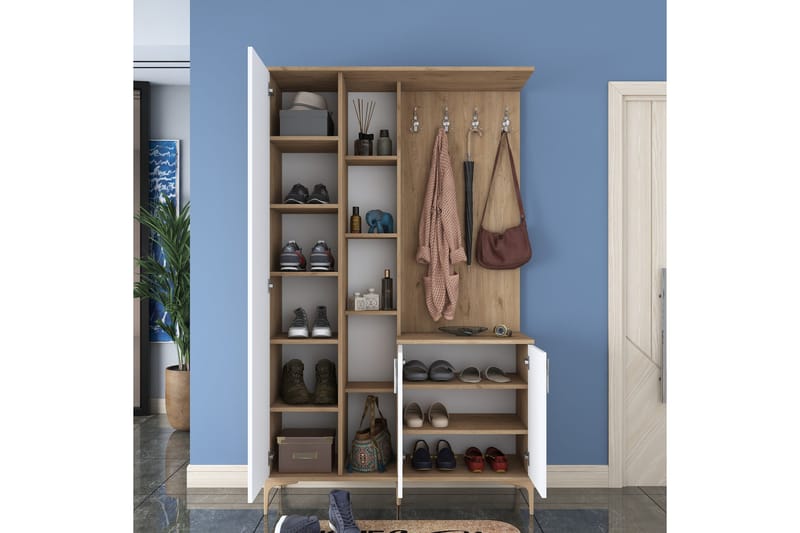 Lukkha Hallmöbel - Valnöt/Vit - Förvaring - Klädförvaring - Garderob & garderobssystem - Garderobsinredning - Backstativ