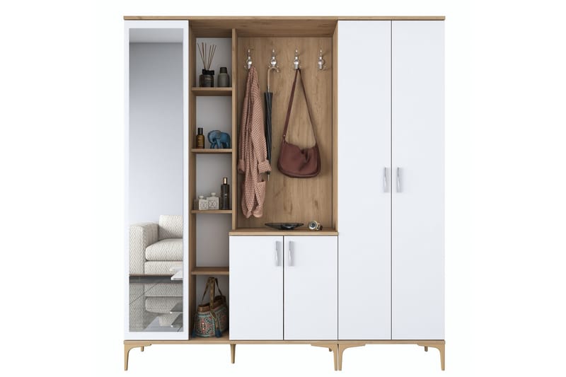 Lukkha Hallmöbel - Valnöt/Vit - Förvaring - Klädförvaring - Garderob & garderobssystem - Garderobsinredning - Backstativ