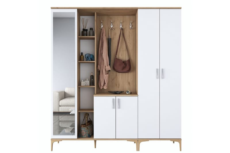 Lukkha Hallmöbel - Valnöt/Vit - Förvaring - Klädförvaring - Garderob & garderobssystem - Garderobsinredning - Backstativ