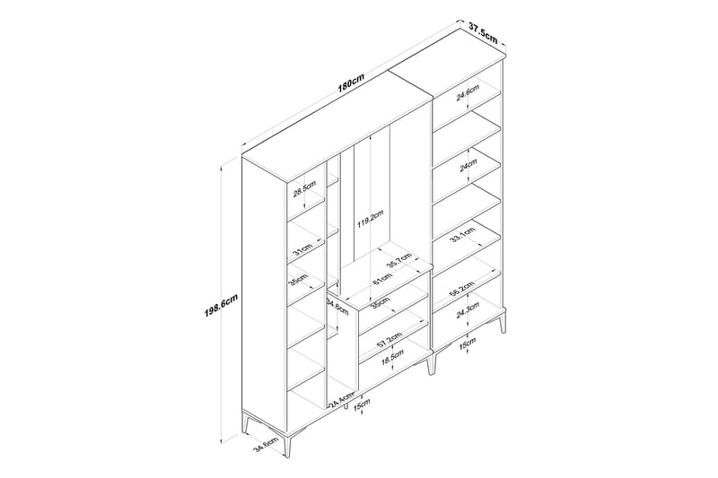 Lukkha Hallmöbel - Valnöt/Vit - Förvaring - Klädförvaring - Garderob & garderobssystem - Garderobsinredning - Backstativ