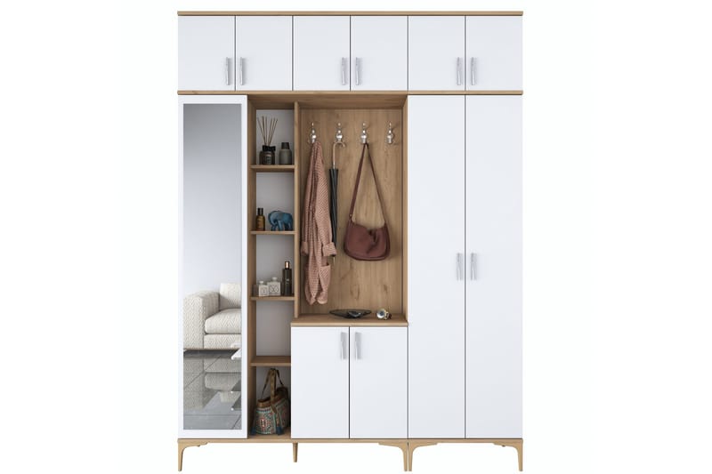 Lukkha Hallmöbel - Valnöt/Vit - Förvaring - Klädförvaring - Garderob & garderobssystem - Garderobsinredning - Backstativ