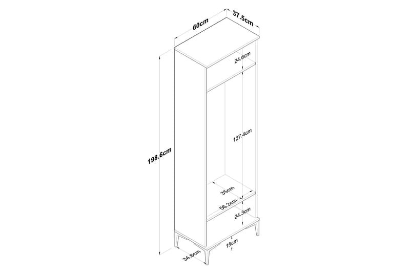Lukkha Hallmöbel - Valnöt/Vit - Förvaring - Klädförvaring - Garderob & garderobssystem - Garderobsinredning - Backstativ
