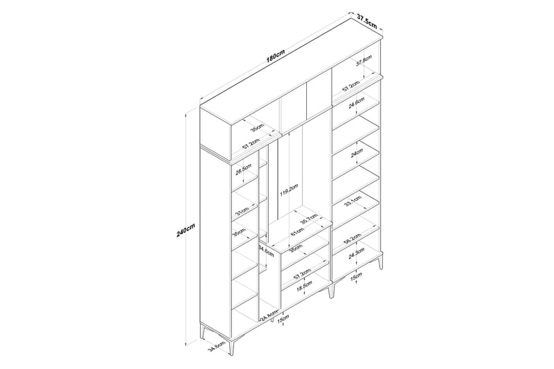 Lukkha Hallmöbel - Valnöt/Vit - Förvaring - Klädförvaring - Garderob & garderobssystem - Garderobsinredning - Backstativ