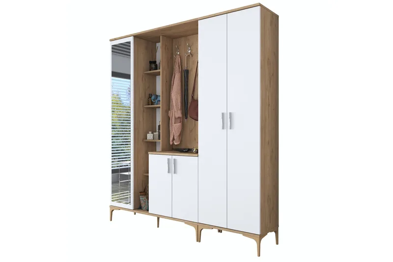 Lukkha Hallmöbel - Valnöt/Vit - Förvaring - Klädförvaring - Garderob & garderobssystem - Garderobsinredning - Backstativ
