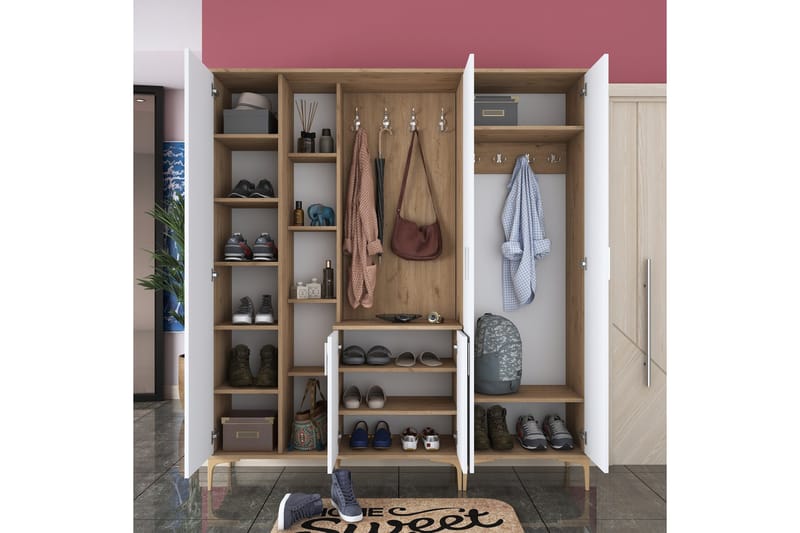 Lukkha Hallmöbel - Valnöt/Vit - Förvaring - Klädförvaring - Garderob & garderobssystem - Garderobsinredning - Backstativ