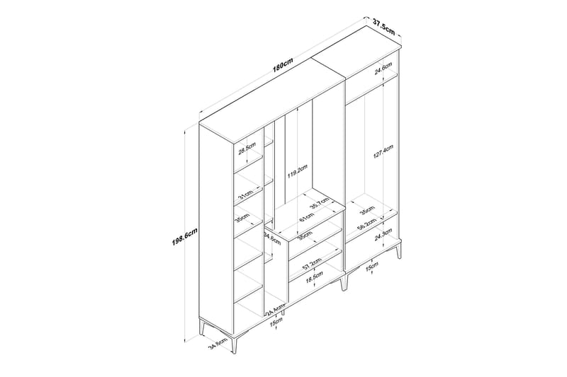 Lukkha Hallmöbel - Valnöt/Vit - Förvaring - Klädförvaring - Garderob & garderobssystem - Garderobsinredning - Backstativ