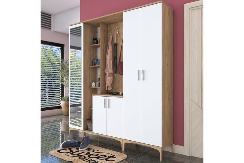 Lukkha Hallmöbel - Valnöt/Vit - Förvaring - Klädförvaring - Garderob & garderobssystem - Garderobsinredning - Backstativ