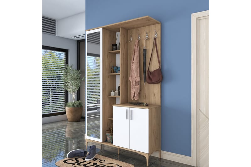 Lukkha Hallmöbel - Valnöt/Vit - Förvaring - Klädförvaring - Garderob & garderobssystem - Garderobsinredning - Backstativ