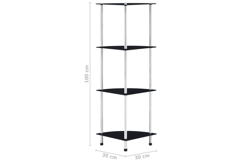 Hylla 4 hyllplan svart 30x30x100 cm härdat glas - Svart - Förvaring - Klädförvaring - Garderob & garderobssystem - Garderobsinredning - Hyllplan till garderob