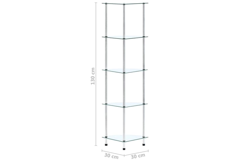 Hylla 5 hyllplan transparent 30x30x130 cm härdat glas - Transparent - Förvaring - Klädförvaring - Garderob & garderobssystem - Garderobsinredning - Hyllplan till garderob