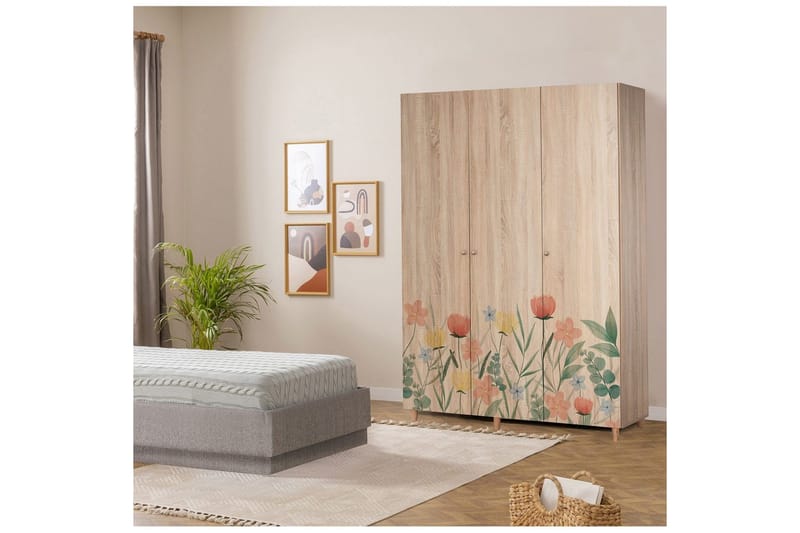 Gladfield Garderob 135x192 cm - Natur - Förvaring - Klädförvaring - Garderob & garderobssystem
