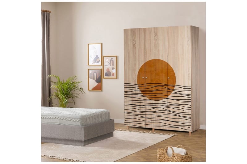 Gladfield Garderob 135x192 cm - Natur - Förvaring - Klädförvaring - Garderob & garderobssystem