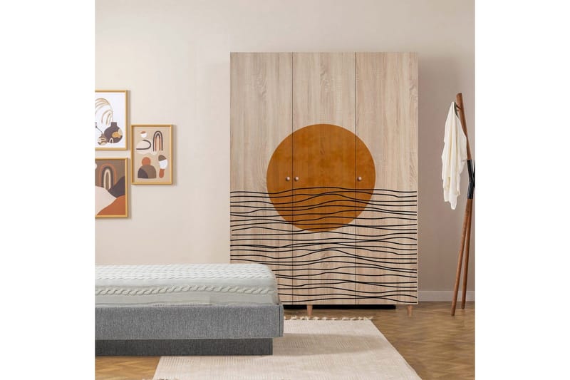 Gladfield Garderob 135x192 cm - Natur - Förvaring - Klädförvaring - Garderob & garderobssystem