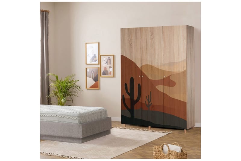 Gladfield Garderob 135x192 cm - Natur - Förvaring - Klädförvaring - Garderob & garderobssystem