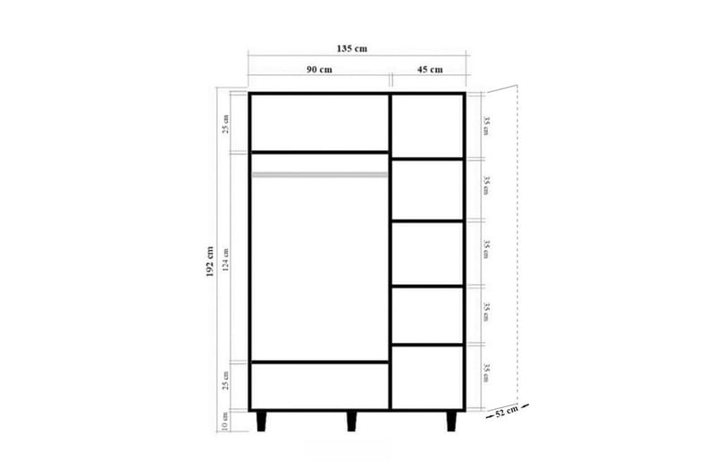 Gladfield Garderobsskåp 135x192 cm - Förvaring - Klädförvaring - Garderob & garderobssystem