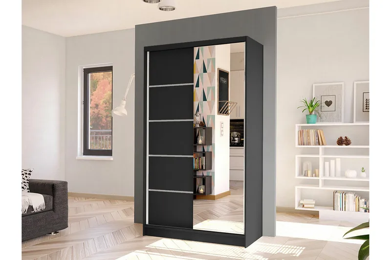 Glenmore Garderob m. Spegel Black - Förvaring - Klädförvaring - Garderob & garderobssystem