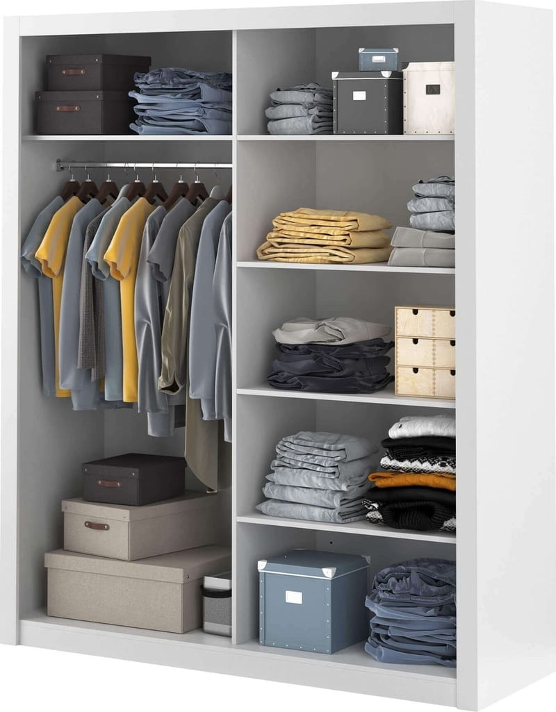 Grderob med inredning och skjutdörrar - Vit - Förvaring - Klädförvaring - Garderob & garderobssystem