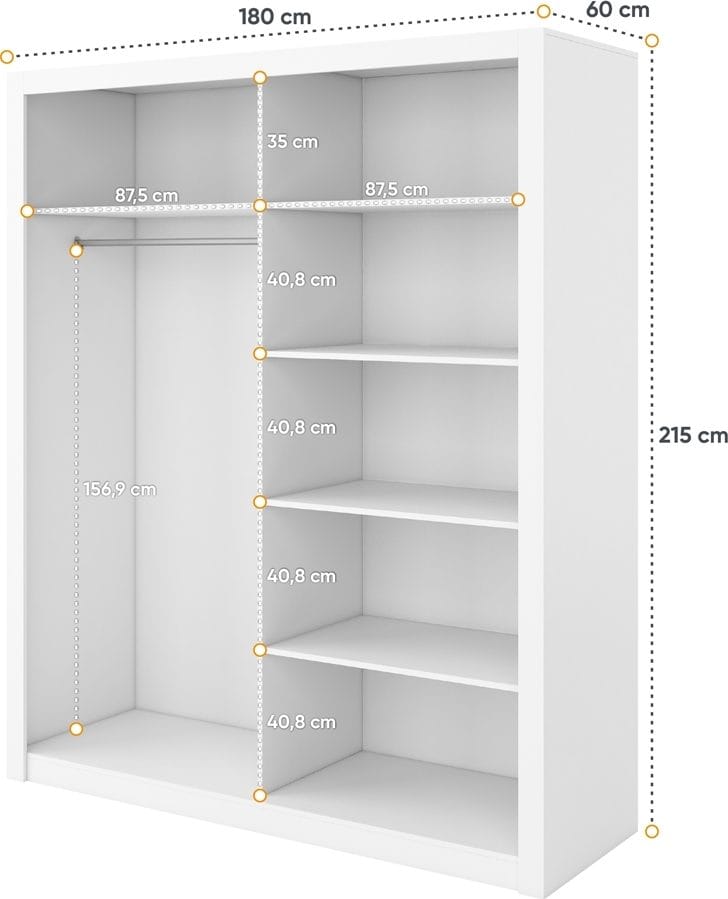 Grderob med inredning och skjutdörrar - Vit - Förvaring - Klädförvaring - Garderob & garderobssystem