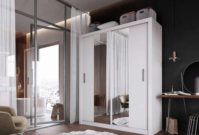 Grderob med inredning och skjutdörrar - Vit - Förvaring - Klädförvaring - Garderob & garderobssystem