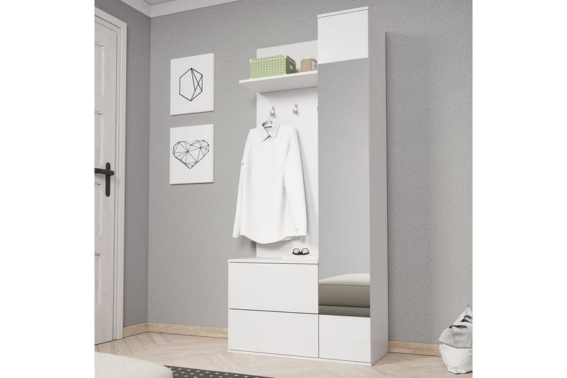Green Garderob 90x34x195 cm - Vit - Förvaring - Klädförvaring - Garderob & garderobssystem