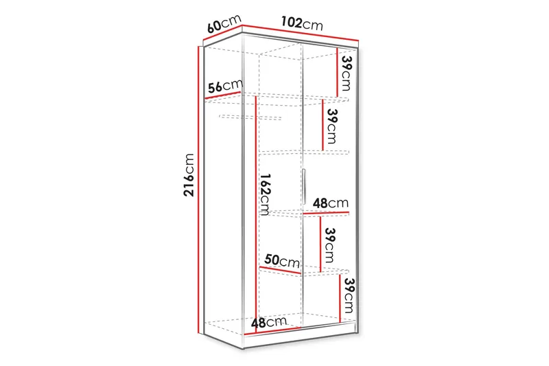 Gudelia Garderob 102x216 cm - Beige - Förvaring - Klädförvaring - Garderob & garderobssystem