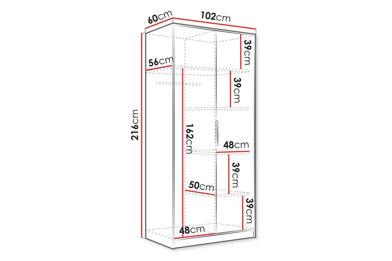 Gudelia Garderob 102x216 cm - Beige - Förvaring - Klädförvaring - Garderob & garderobssystem