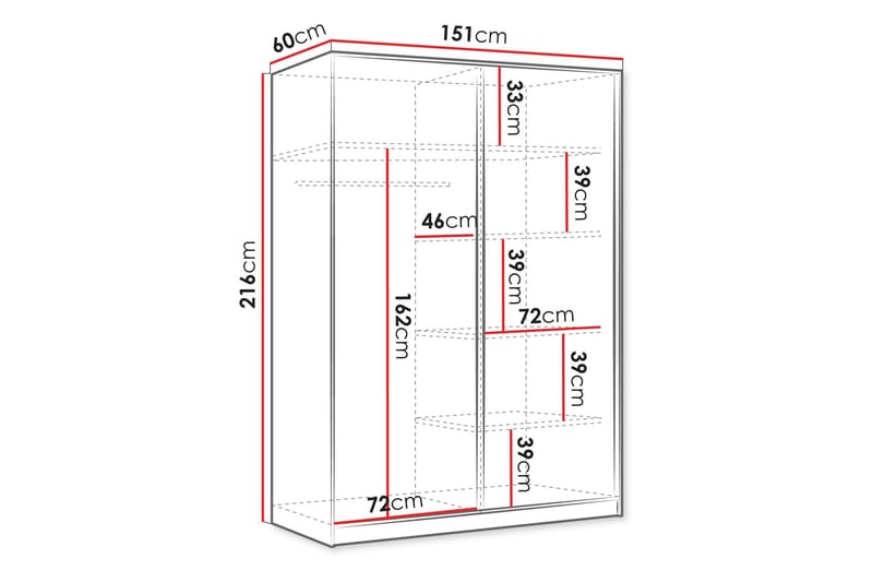 Gudelia Garderob 151x216 cm - Vit - Förvaring - Klädförvaring - Garderob & garderobssystem