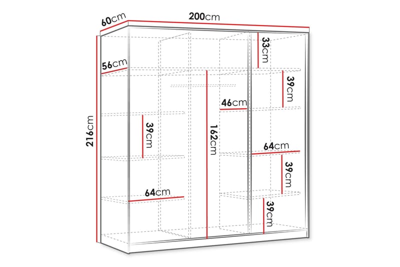 Gudelia Garderob 200x216 cm - Blå - Förvaring - Klädförvaring - Garderob & garderobssystem