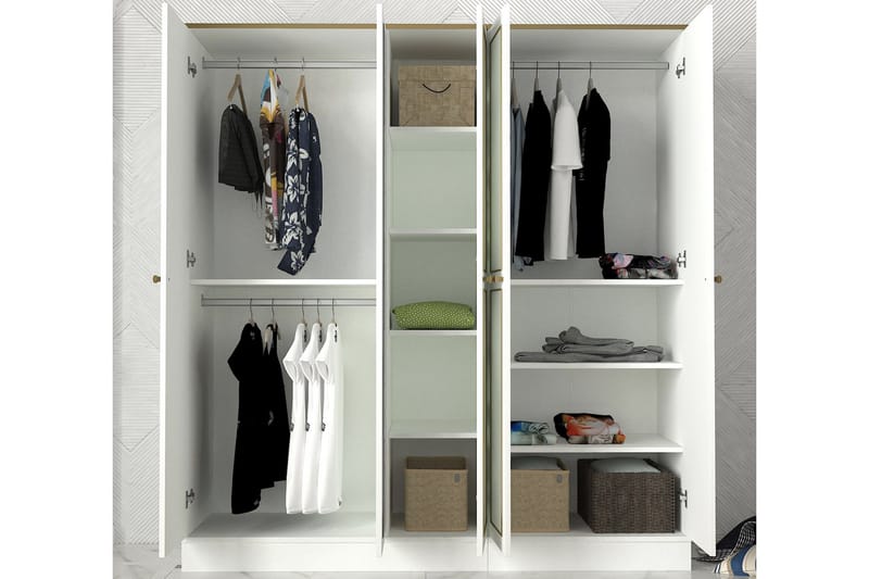 Gurreri Garderob 175 cm - Vit|Guld - Garderob & garderobssystem - Klädskåp & fristående garderob