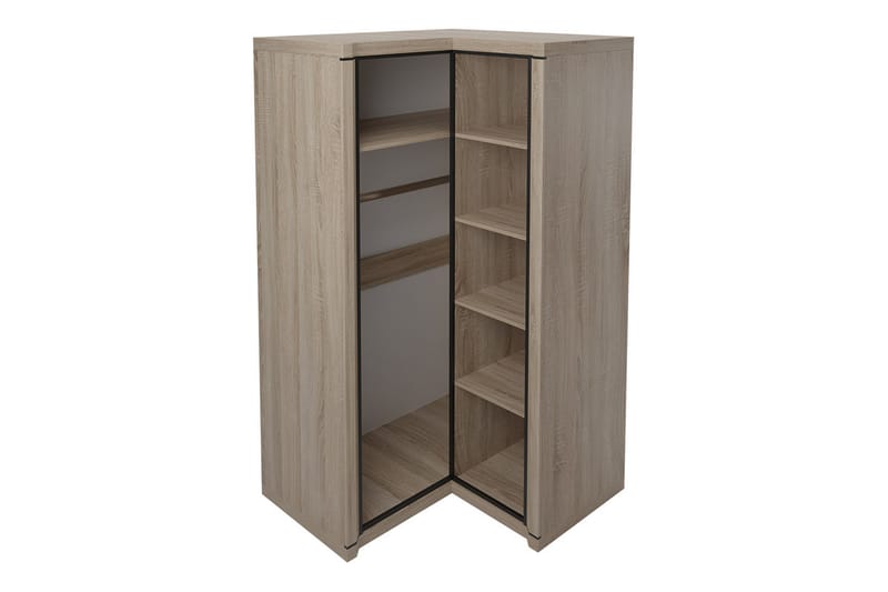 Dallas Garderob 100x58x192 cm LED-belysning - Beige - Hörngarderob