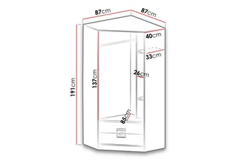 Klacksberg Garderob 87x87x190 cm - Ljus Ek/Vit - Förvaring - Klädförvaring - Garderob & garderobssystem - Hörngarderob