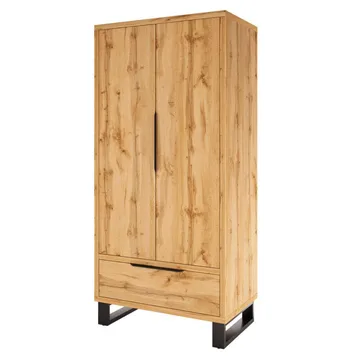 Halle Garderob 99 cm med 2 Dörrar och 1 Låda i Ek - Beige - Förvaring - Klädförvaring - Garderob & garderobssystem