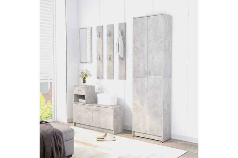 Hallgarderob betonggrå 55x25x189 cm spånskiva - Betonggrå - Förvaring - Klädförvaring - Garderob & garderobssystem