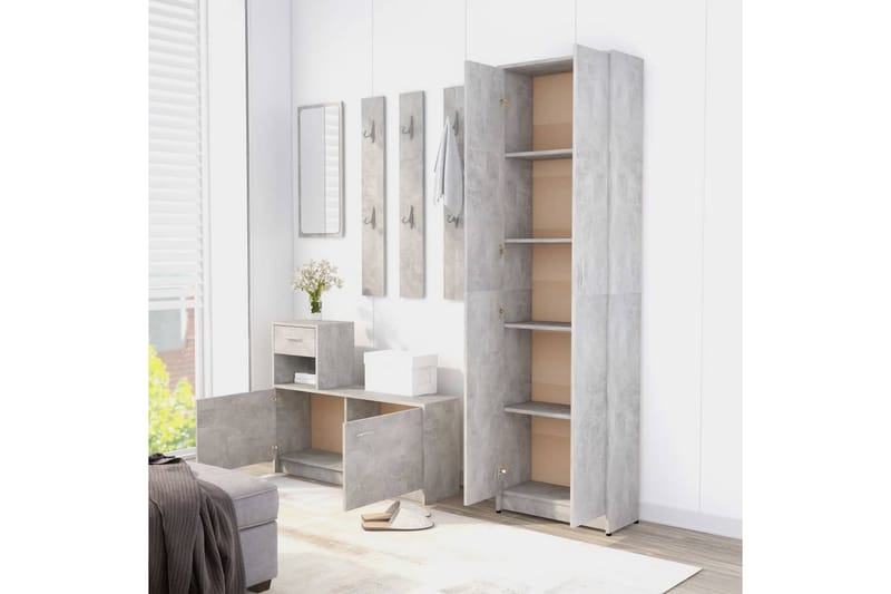 Hallgarderob betonggrå 55x25x189 cm spånskiva - Betonggrå - Förvaring - Klädförvaring - Garderob & garderobssystem