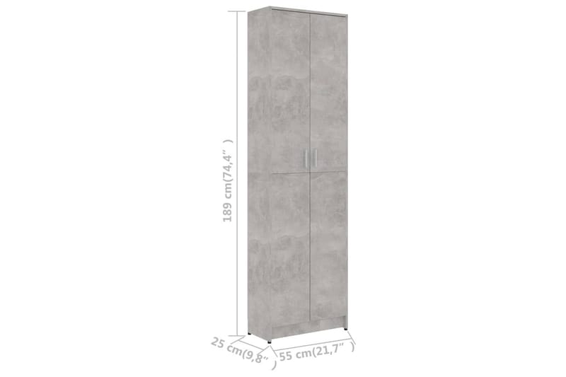 Hallgarderob betonggrå 55x25x189 cm spånskiva - Betonggrå - Förvaring - Klädförvaring - Garderob & garderobssystem