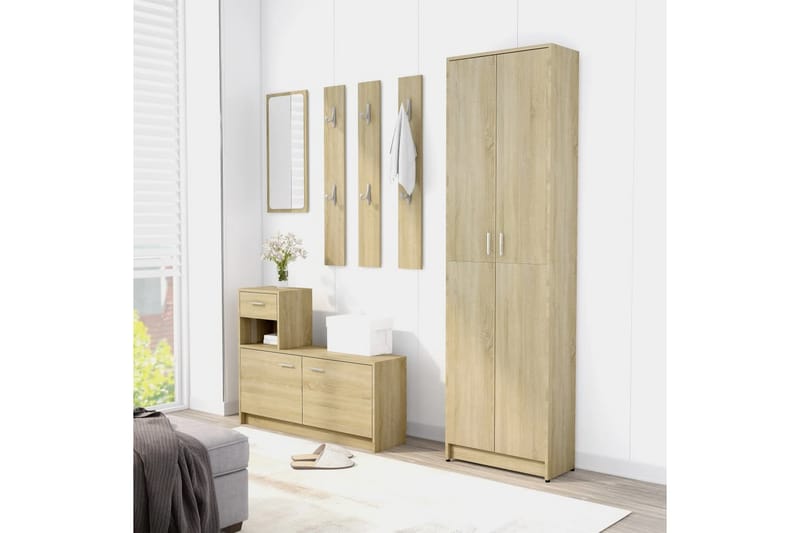 Hallgarderob sonoma-ek 55x25x189 cm spånskiva - Brun - Förvaring - Klädförvaring - Garderob & garderobssystem