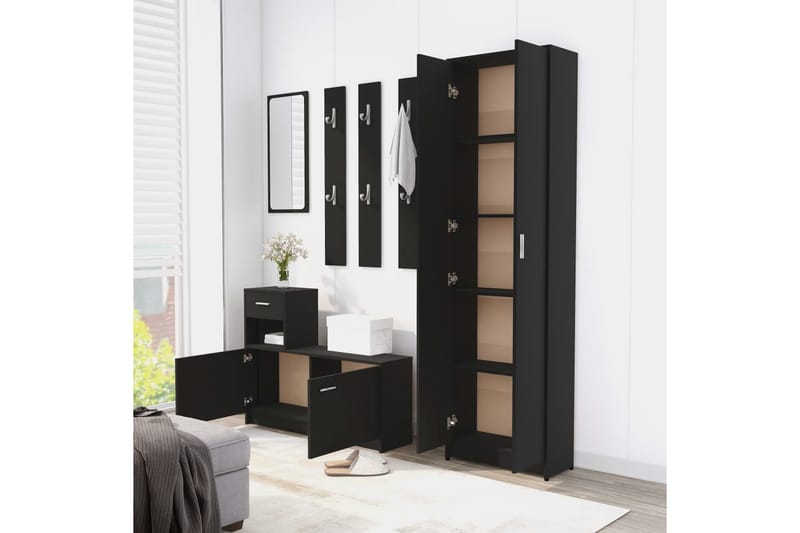 Hallgarderob svart 55x25x189 cm spånskiva - Svart - Förvaring - Klädförvaring - Garderob & garderobssystem