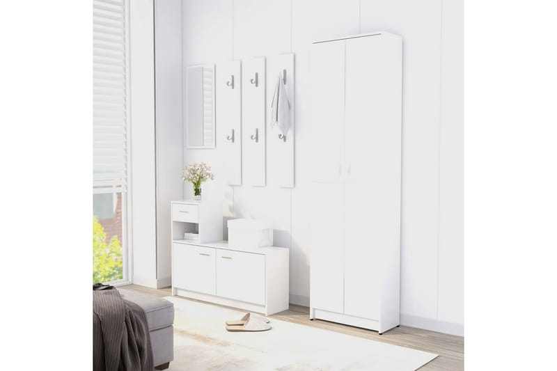 Hallgarderob vit 55x25x189 cm spånskiva - Vit - Klädskåp & fristående garderob - Garderob & garderobssystem