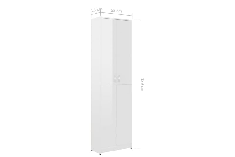 Hallgarderob vit högglans 55x25x189 cm spånskiva - Vit högglans - Klädskåp & fristående garderob - Garderob & garderobssystem