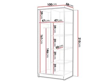 Herrljunga Garderob 100x215 cm - Brun/Guld - Förvaring - Klädförvaring - Garderob & garderobssystem