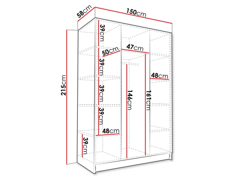 Herrljunga Garderob 150x215 cm - Brun/Svart - Förvaring - Klädförvaring - Garderob & garderobssystem