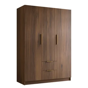 Herrljunga Garderob 150x215 cm med lådor - Brun/Guld - Förvaring - Klädförvaring - Garderob & garderobssystem