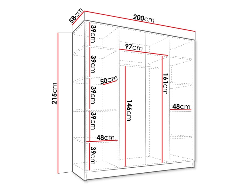 Herrljunga Garderob 200x215 cm - Brun/Guld - Förvaring - Klädförvaring - Garderob & garderobssystem