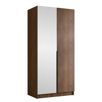 Herrljunga Garderob med Spegel 100x215 cm - Brun/Svart/Spegel - Förvaring - Klädförvaring - Garderob & garderobssystem