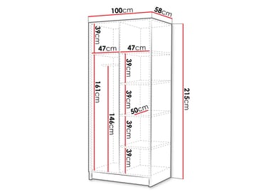 Herrljunga Garderob med Spegel 100x215 cm - Brun/Svart/Spegel - Förvaring - Klädförvaring - Garderob & garderobssystem