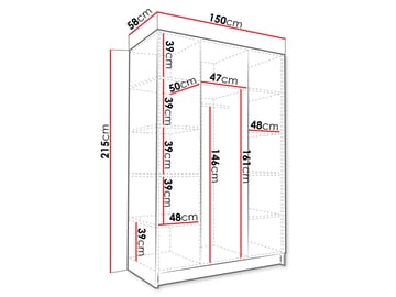 Herrljunga Garderob med Spegel 150x215 cm - Brun/Svart/Spegel - Förvaring - Klädförvaring - Garderob & garderobssystem