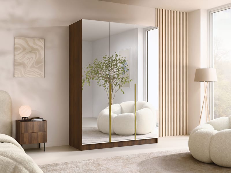 Herrljunga Garderob med Spegel 150x215 cm - Guld/Spegel - Förvaring - Klädförvaring - Garderob & garderobssystem