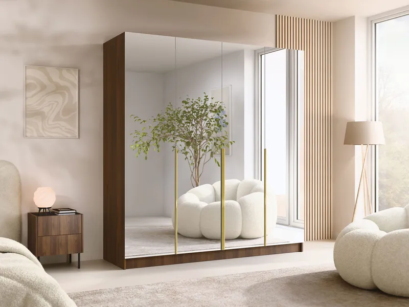 Herrljunga Garderob med Spegel 200x215 cm - Guld/Spegel - Förvaring - Klädförvaring - Garderob & garderobssystem