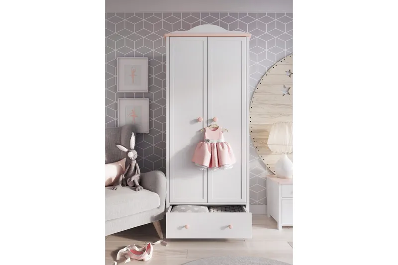 Hilts Garderob 85x196 cm NO_BRAND Vit||Pink - Förvaring - Klädförvaring - Garderob & garderobssystem