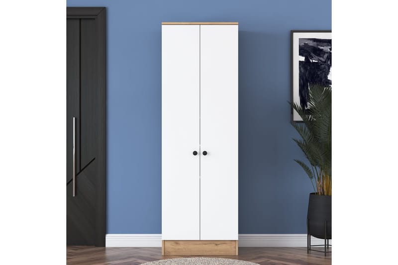 Hooda Garderob 59,8x182,8 cm Brun/Vit - Hanah Home - Förvaring - Klädförvaring - Garderob & garderobssystem